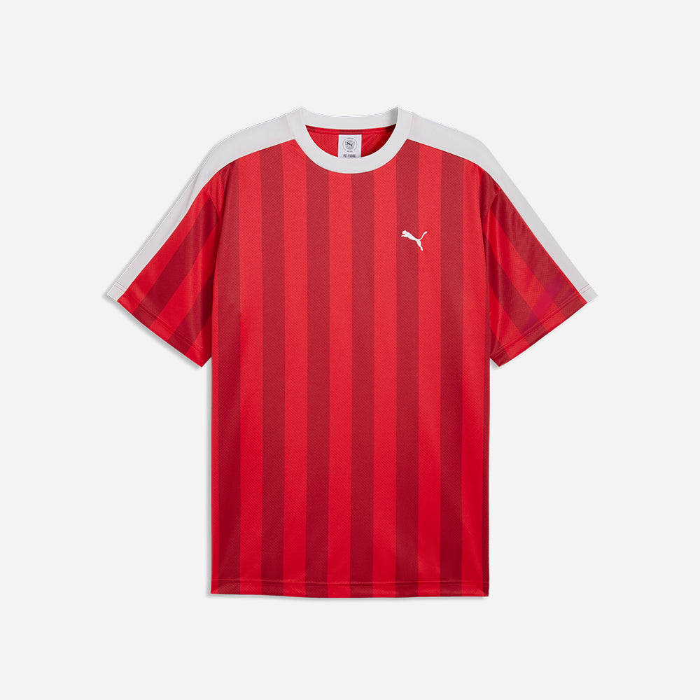 Áo Thun Đá Bóng Nam Puma Essentials T7 Relaxed Striped - Đỏ - Supersports Vietnam