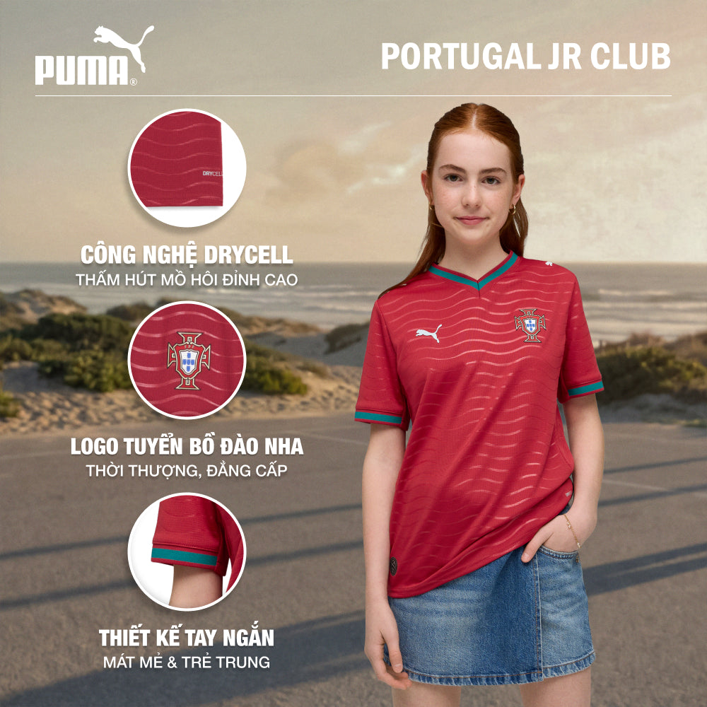 Áo Đá Bóng Sân Nhà Trẻ Em Puma Portugal Replica Jr Club - Đỏ - Supersports Vietnam