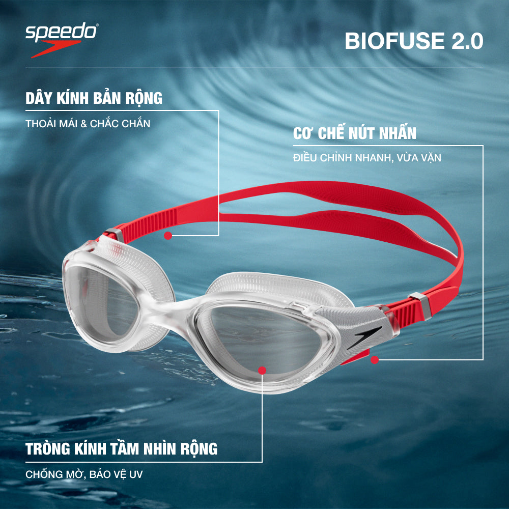 Kính Bơi Người Lớn Speedo Biofuse 2.0 - Đỏ - Supersports Vietnam