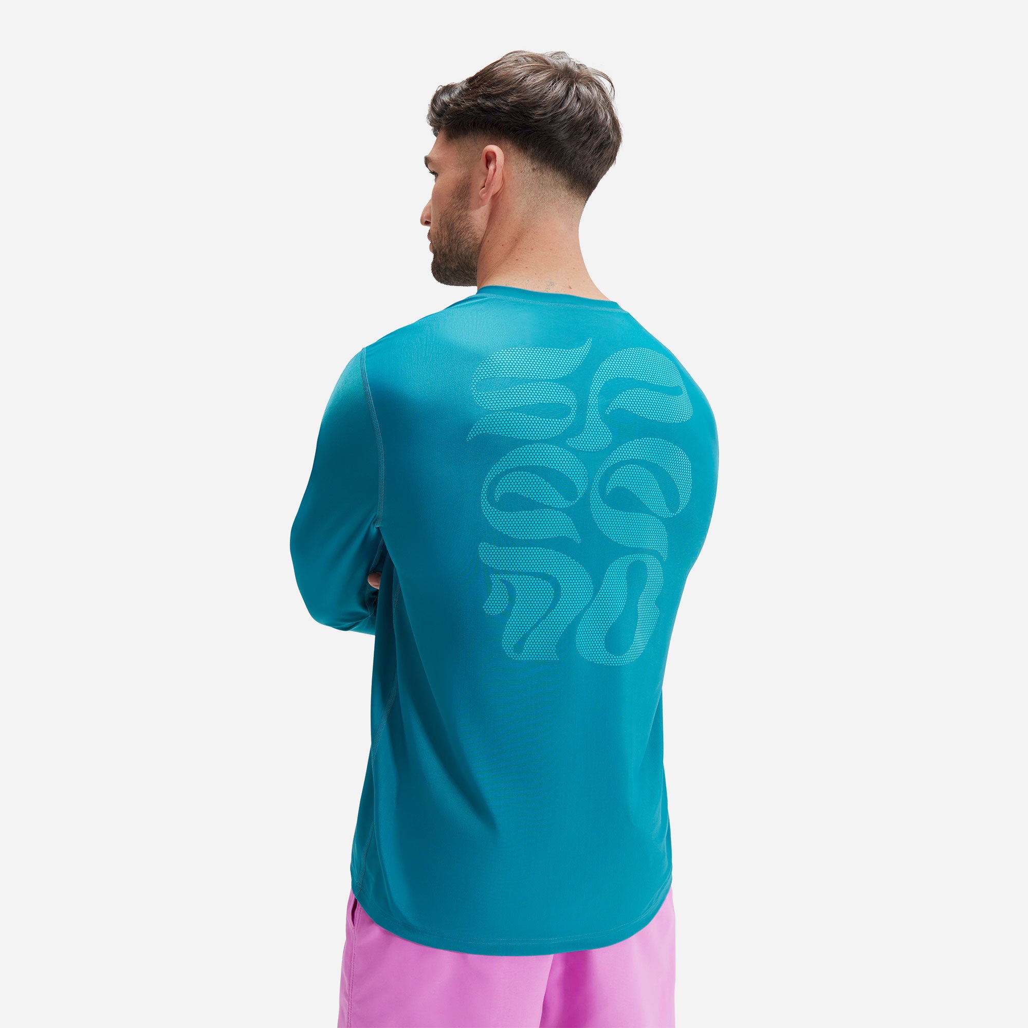 Áo Bơi Chống Nắng Nam Speedo Printed Long Sleeve Green/Blue - Supersports Vietnam