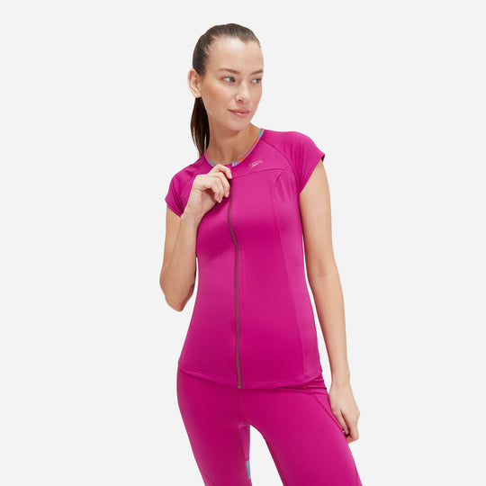 Women's Speedo Cap Sleeve Rashguard - Pink