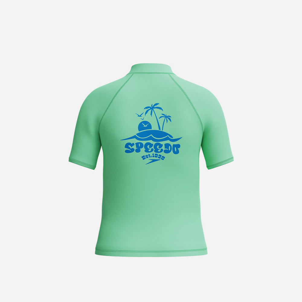 Áo Bơi Chống Nắng Bé Trai Speedo Printed Short Sleeves - Xanh Lá - Supersports Vietnam