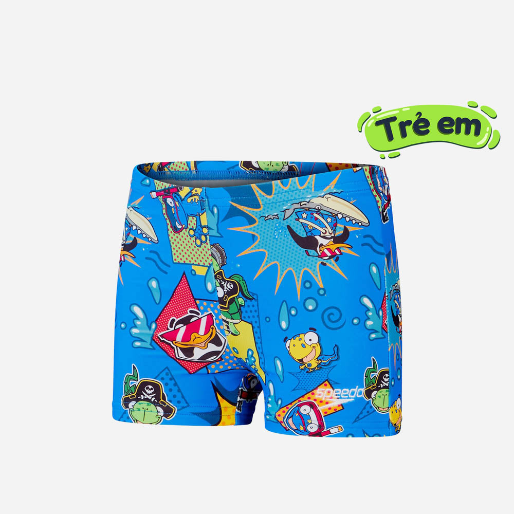 Quần Bơi Bé Trai Speedo Learn To Swim Allover Aquashorts Blue/Yellow - Supersports Vietnam