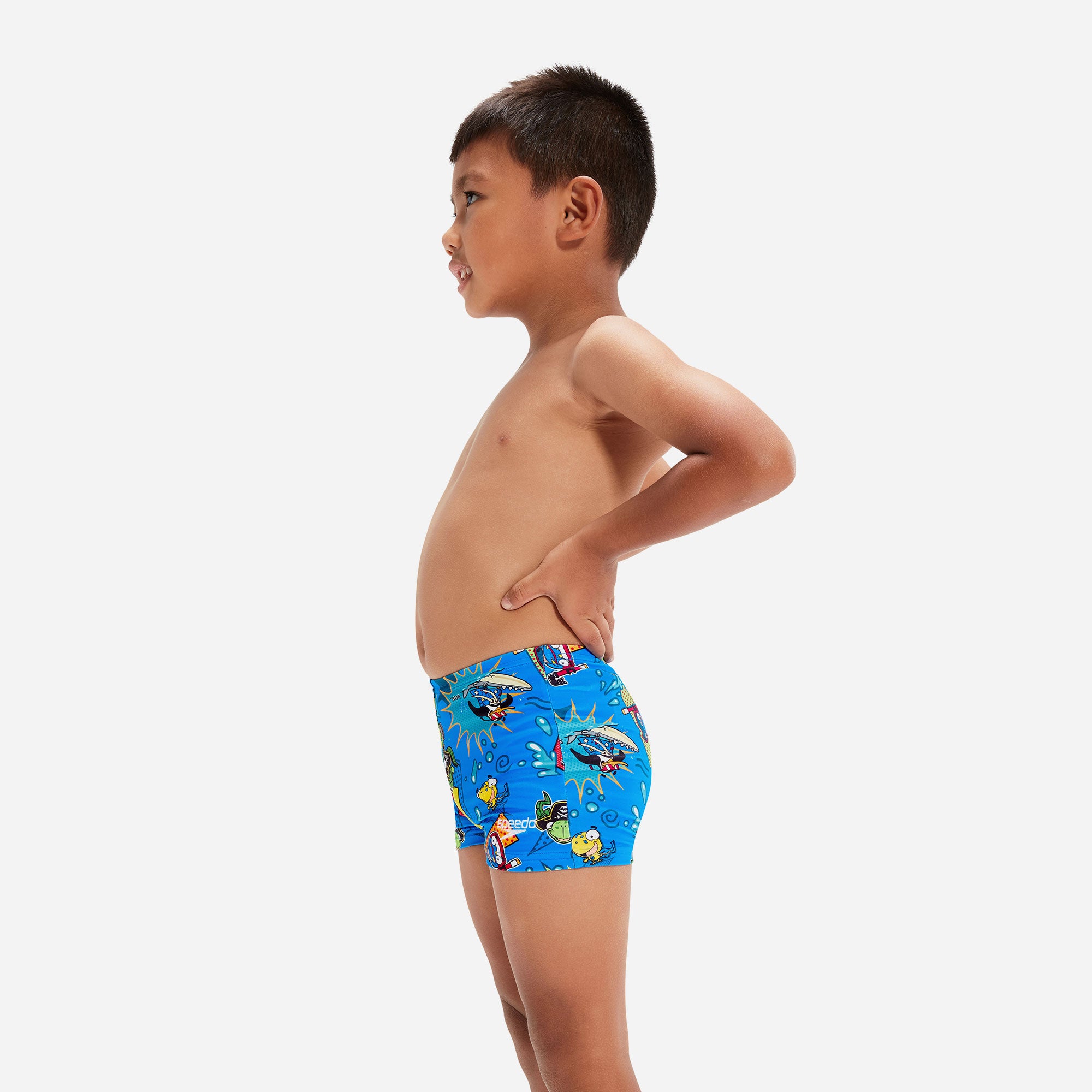 Quần Bơi Bé Trai Speedo Learn To Swim Allover Aquashorts Blue/Yellow - Supersports Vietnam