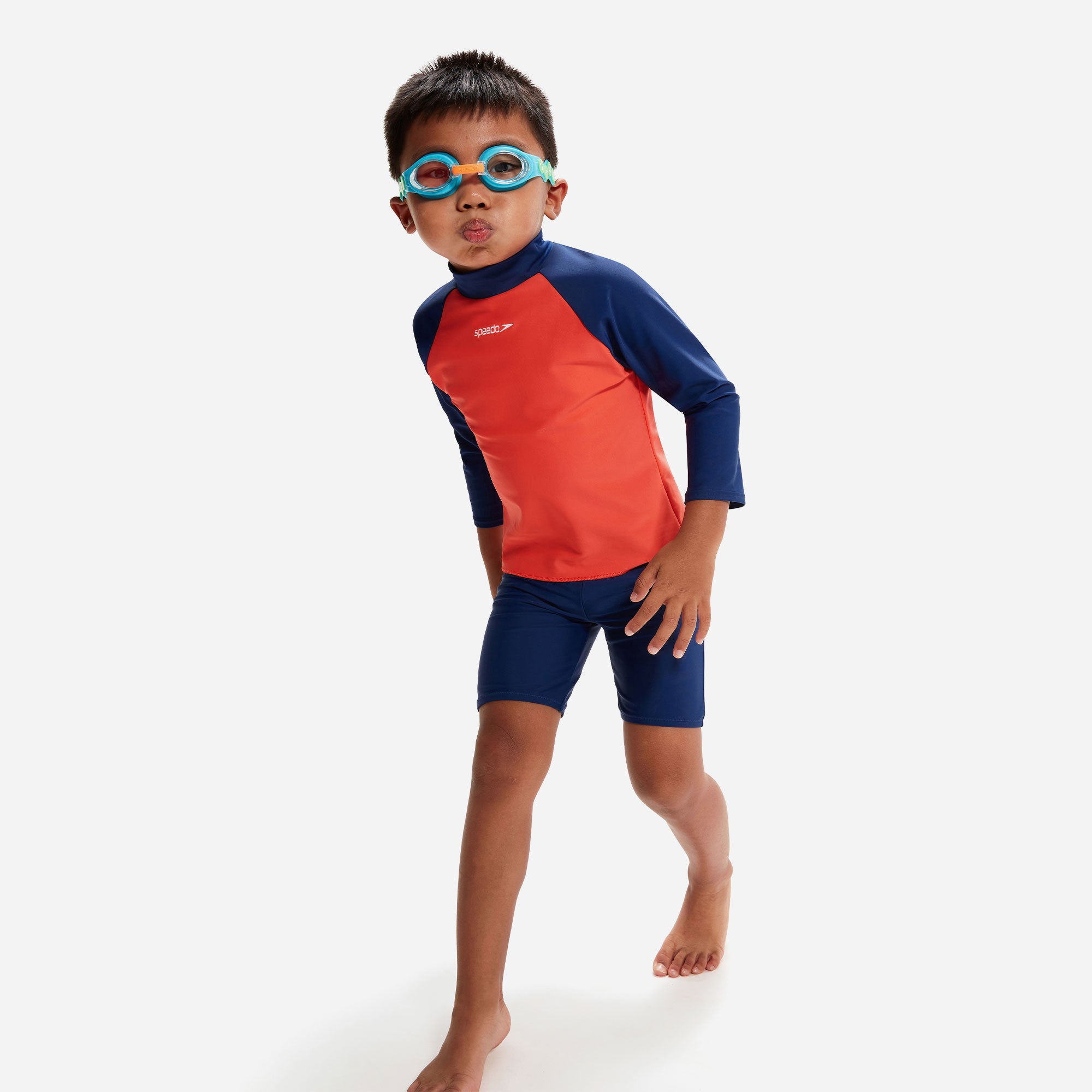 Áo Bơi Chống Nắng Bé Trai Speedo Learn To Swim Long Sleeve Blue/Orange - Supersports Vietnam