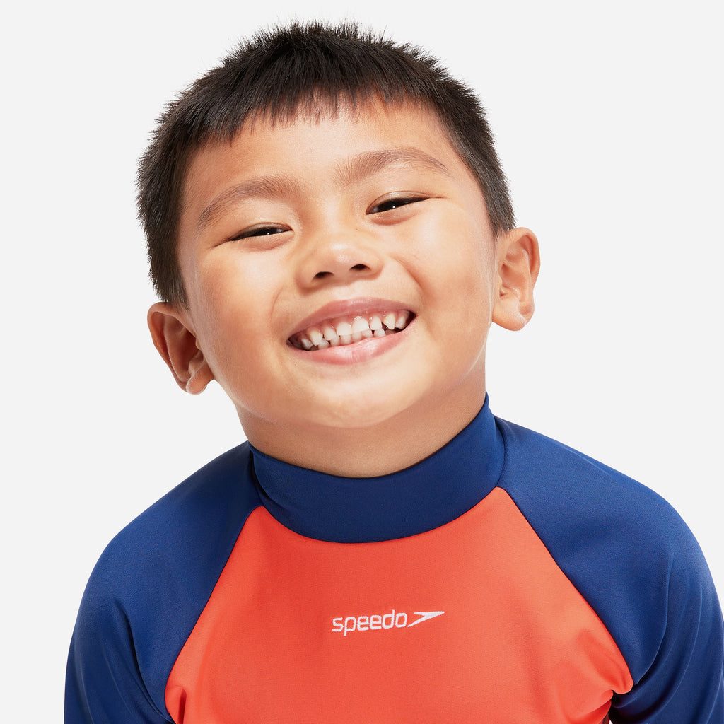 Áo Bơi Chống Nắng Bé Trai Speedo Learn To Swim Long Sleeve Blue/Orange - Supersports Vietnam