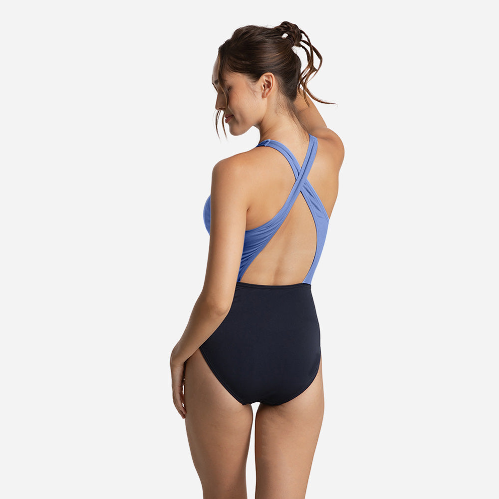 Đồ Bơi Một Mảnh Nữ Speedo Colourblock High Neck X Back - Xanh Dương - Supersports Vietnam