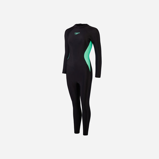 Đồ Bơi Một Mảnh Nữ Speedo Long Sleeve Logo Panel - Đen