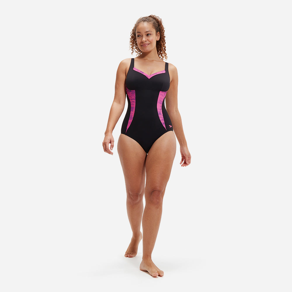 Đồ Bơi Một Mảnh Nữ Speedo Shaping Printed Lunaelustre - Đen