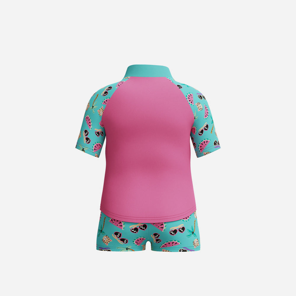 Đồ Bơi Hai Mảnh Bé Gái Speedo Digital Short Sleeve - Hồng - Supersports Vietnam