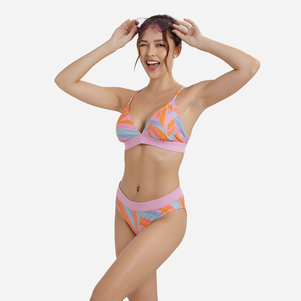 Đồ Bơi Hai Mảnh Nữ Speedo Printed Banded Triangle - Cam - Supersports Vietnam