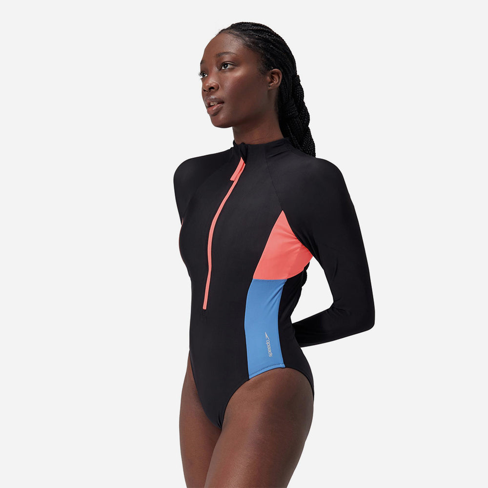 Bộ Đồ Bơi Một Mảnh Nữ Speedo Hydraline Colourblock Zip - Đen - Supersports Vietnam