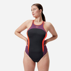 Women's Speedo High Neck Splice X Back Swimsuit - Black