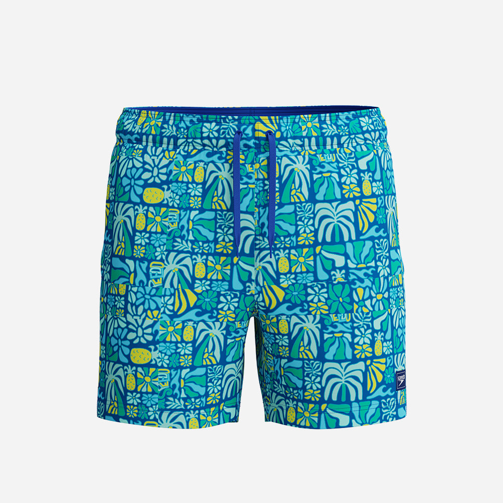 Quần Bơi Nam Speedo Print Redondo Edge Volley 16" - Xanh Dương - Supersports Vietnam