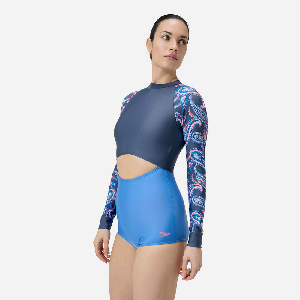 Bộ Đồ Bơi Chống Nắng Nữ Speedo Long Sleeve - Xanh Dương - Supersports Vietnam