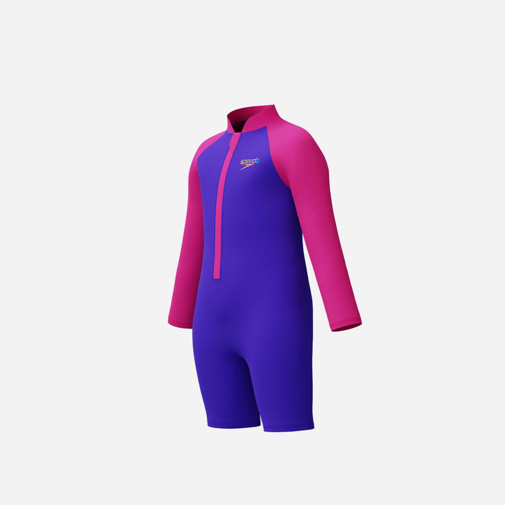 Đồ Bơi Chống Nắng Bé Gái Speedo Long Sleeves Zip - Tím - Supersports Vietnam