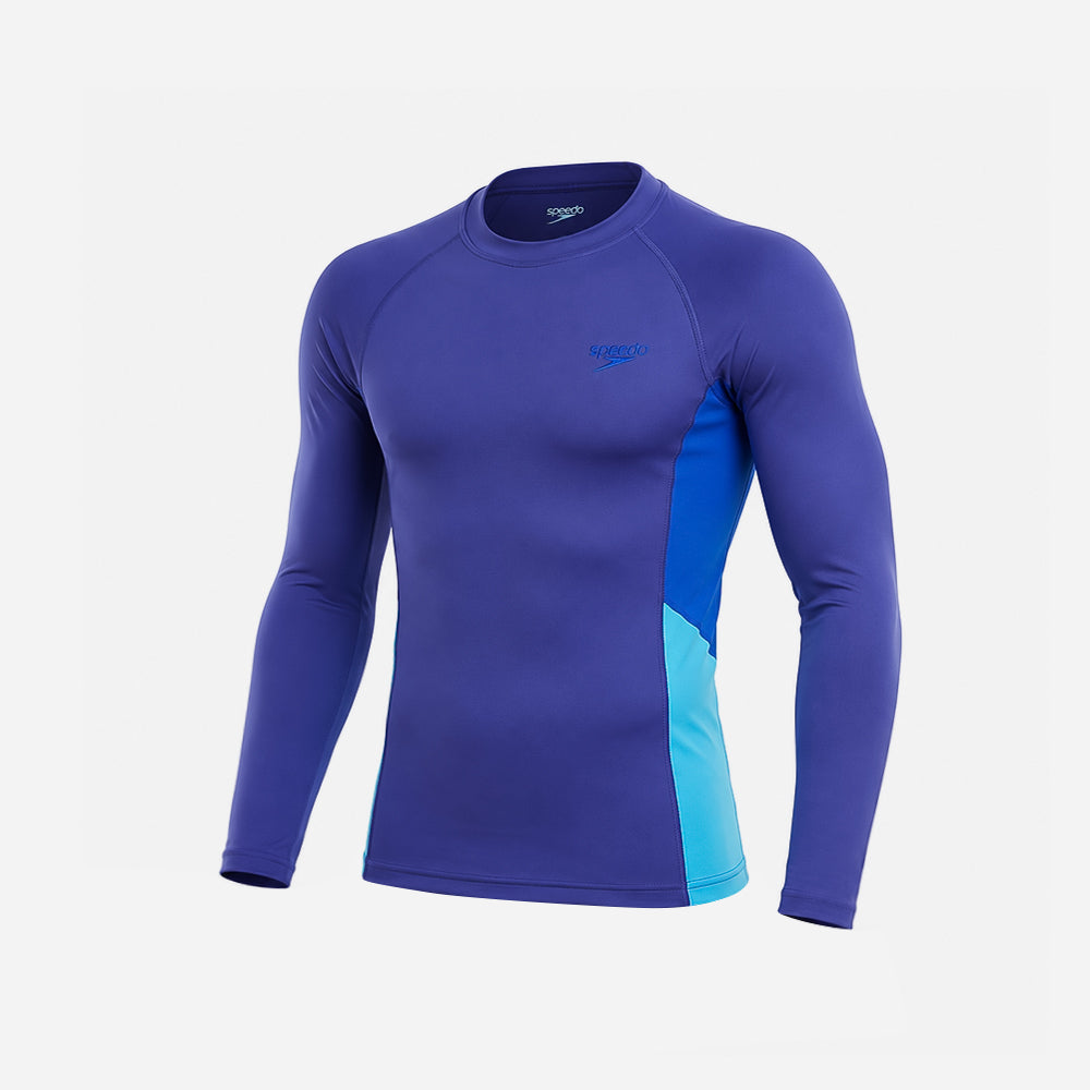 Áo Bơi Chống Nắng Nam Speedo End+ Colorblock Long Sleeve - Xanh Dương - Supersports Vietnam