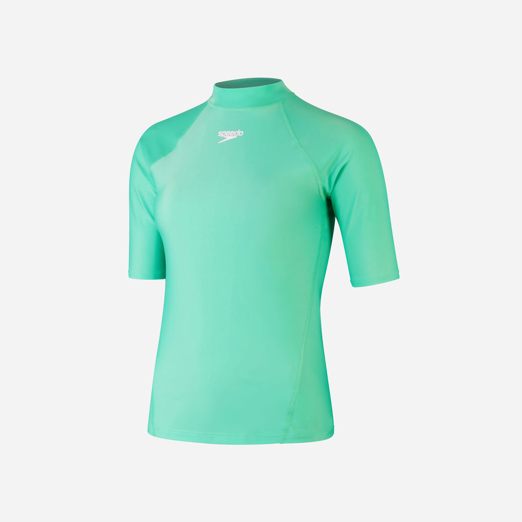 Áo Bơi Chống Nắng Nữ Speedo Essentials Short Sleeve Top Green - Supersports Vietnam