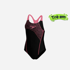 Girls' Speedo Medley Logo Medalist One Piece Swimsuit - Black