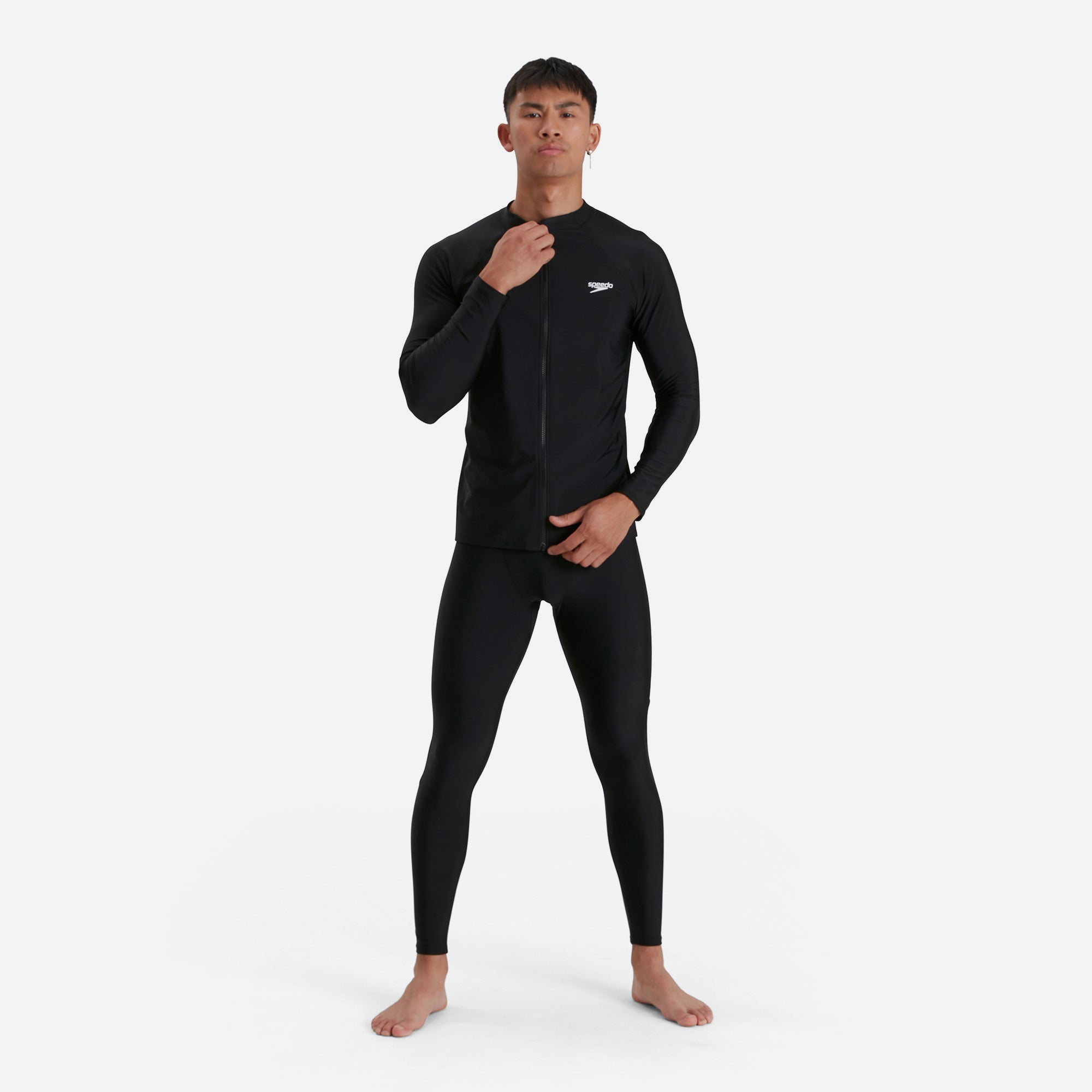 Áo Bơi Chống Nắng Tay Dài Nam Speedo Essentials - Đen - Supersports Vietnam