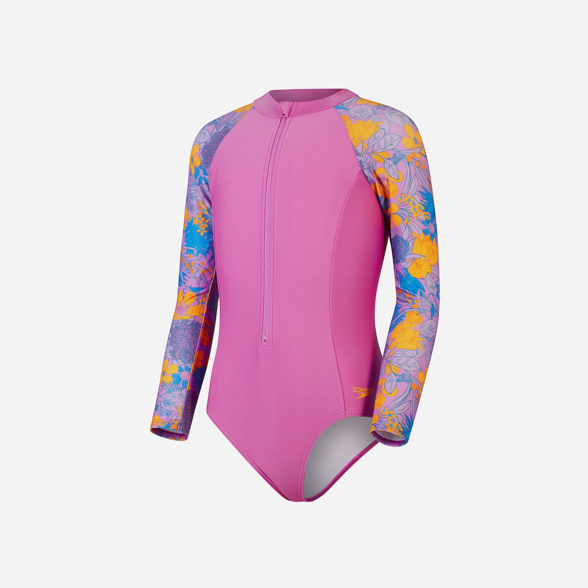 Áo Bơi Chống Nắng Bé Gái Speedo Printed Long Sleeve Swim Suit Purple/Yellow - Supersports Vietnam