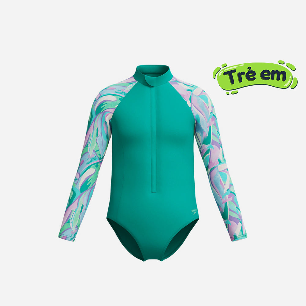 Đồ Bơi Chống Nắng Bé Gái Speedo Long Sleeve - Xanh Mint - Supersports Vietnam