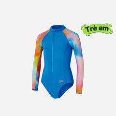 Đồ Bơi Một Mảnh Bé Gái Speedo Printed Rash - Xanh Dương