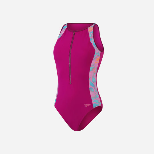 Women's Speedo Printed Panel Hydrasuit Swimsuit - Pink