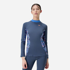 Women's Speedo Printed Splice Long Sleeve Rash Top - Blue