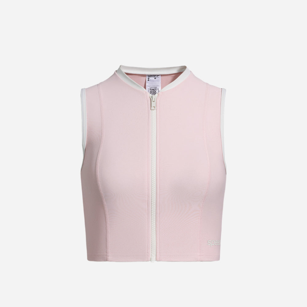 Áo Bơi Nữ Speedo Sun Protection Crop Zip - Hồng - Supersports Vietnam