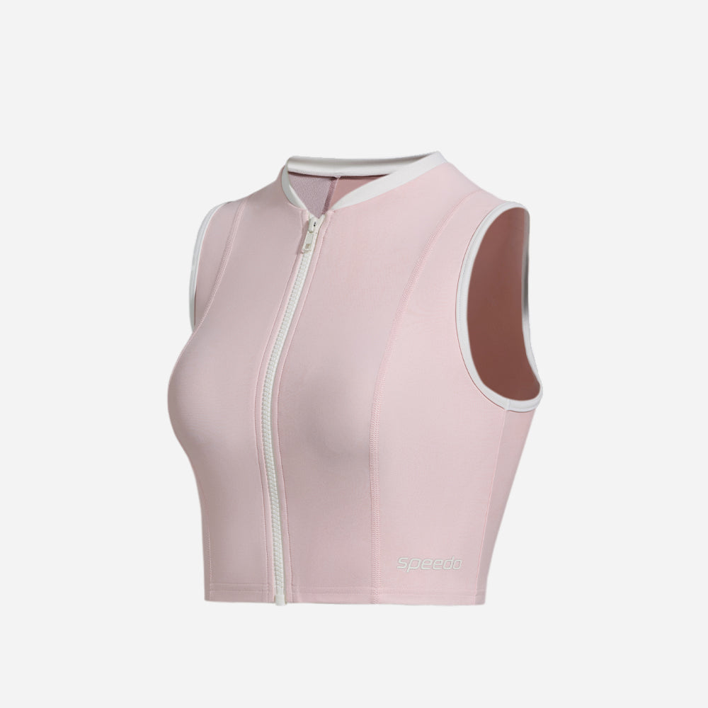 Áo Bơi Nữ Speedo Sun Protection Crop Zip - Hồng - Supersports Vietnam