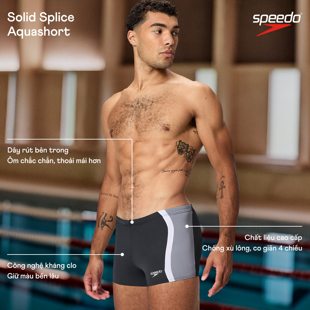 Quần Bơi Nam Speedo Solid Splice - Đen - Supersports Vietnam
