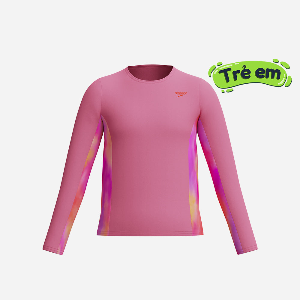 Áo Bơi Chống Nắng Bé Gái Speedo Long Sleeve Print Splice - Hồng - Supersports Vietnam