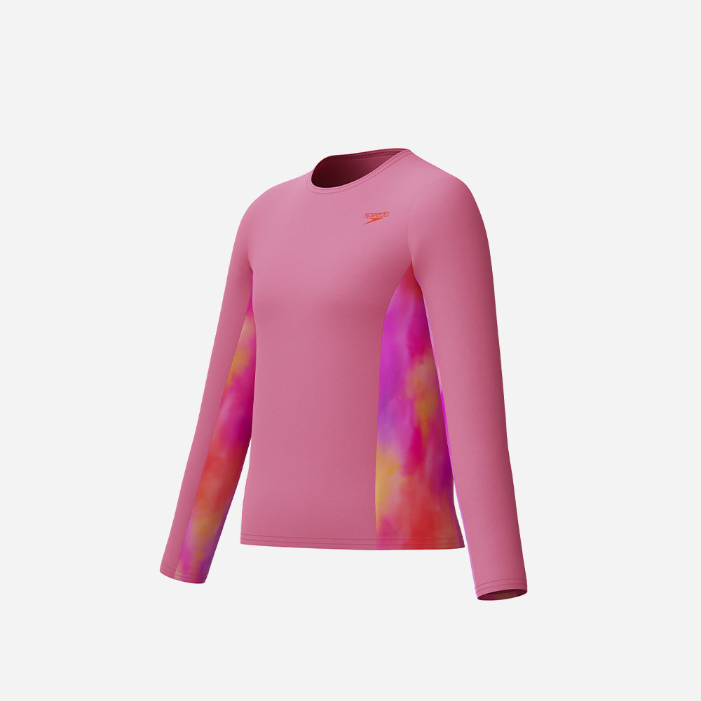 Áo Bơi Chống Nắng Bé Gái Speedo Long Sleeve Print Splice - Hồng - Supersports Vietnam