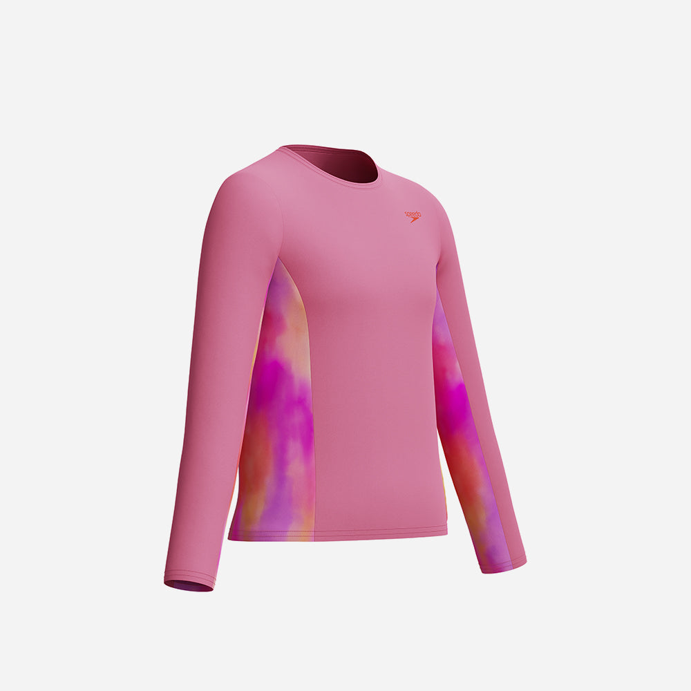 Áo Bơi Chống Nắng Bé Gái Speedo Long Sleeve Print Splice - Hồng - Supersports Vietnam