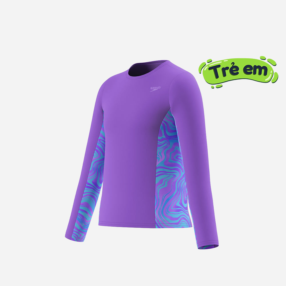 Áo Bơi Chống Nắng Bé Gái Speedo Long Sleeve Print Splice - Tím - Supersports Vietnam