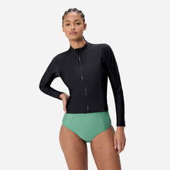 Áo Bơi Chống Nắng Nữ Speedo Long Sleeve Solid Zip - Đen - Supersports Vietnam