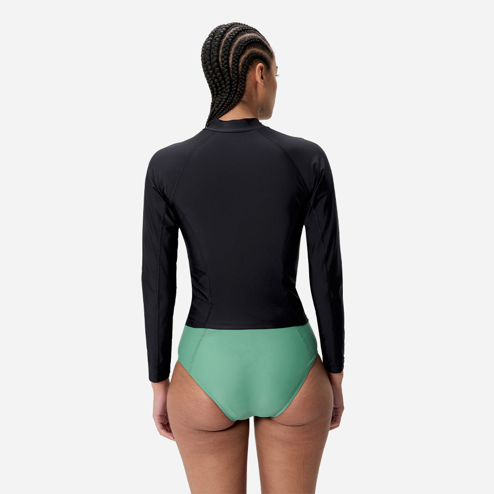 Áo Bơi Chống Nắng Nữ Speedo Long Sleeve Solid Zip - Đen - Supersports Vietnam