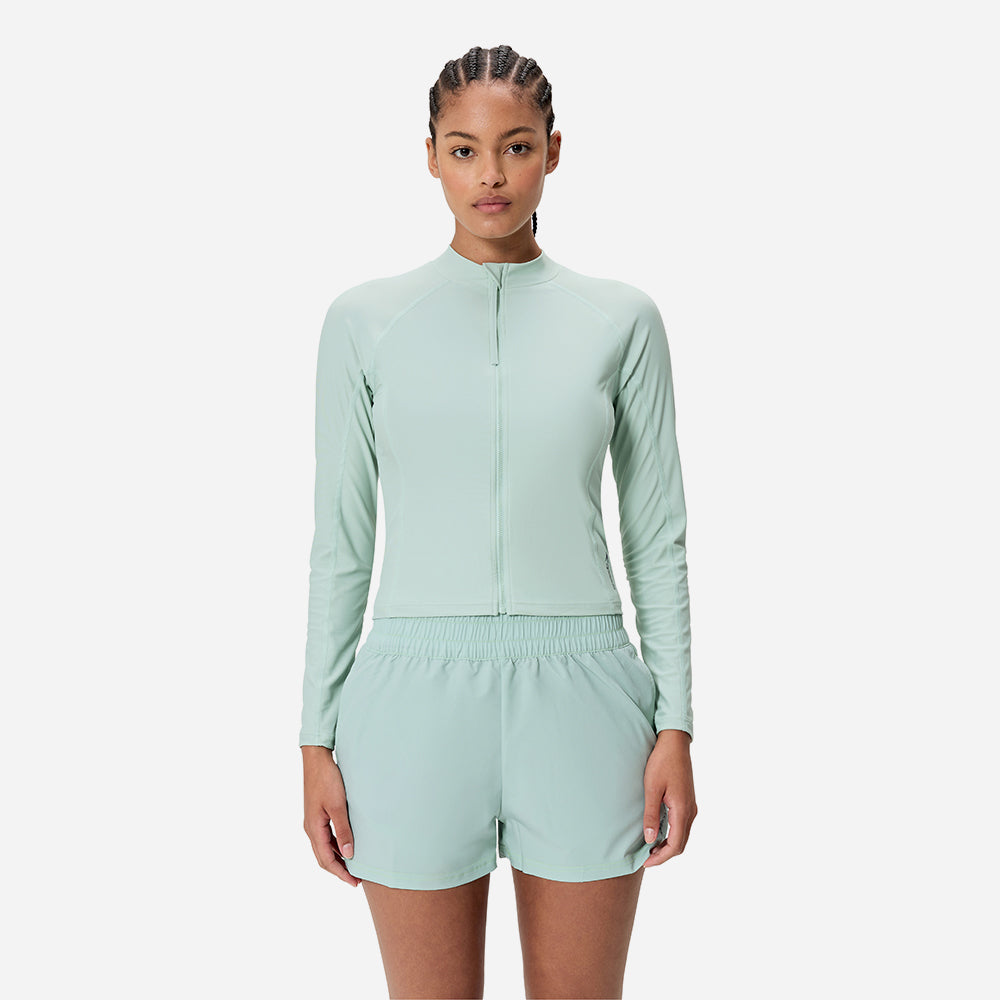 Áo Bơi Chống Nắng Nữ Speedo Long Sleeve Solid Zip - Xanh Mint - Supersports Vietnam