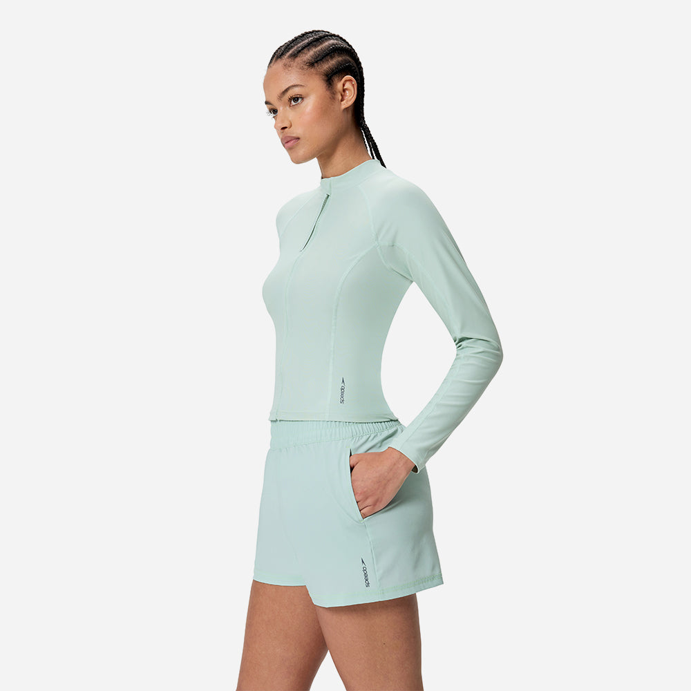 Áo Bơi Chống Nắng Nữ Speedo Long Sleeve Solid Zip - Xanh Mint - Supersports Vietnam