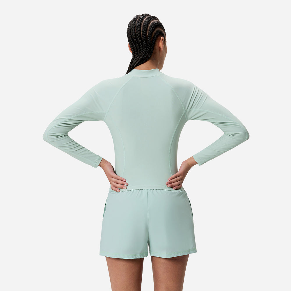 Áo Bơi Chống Nắng Nữ Speedo Long Sleeve Solid Zip - Xanh Mint - Supersports Vietnam