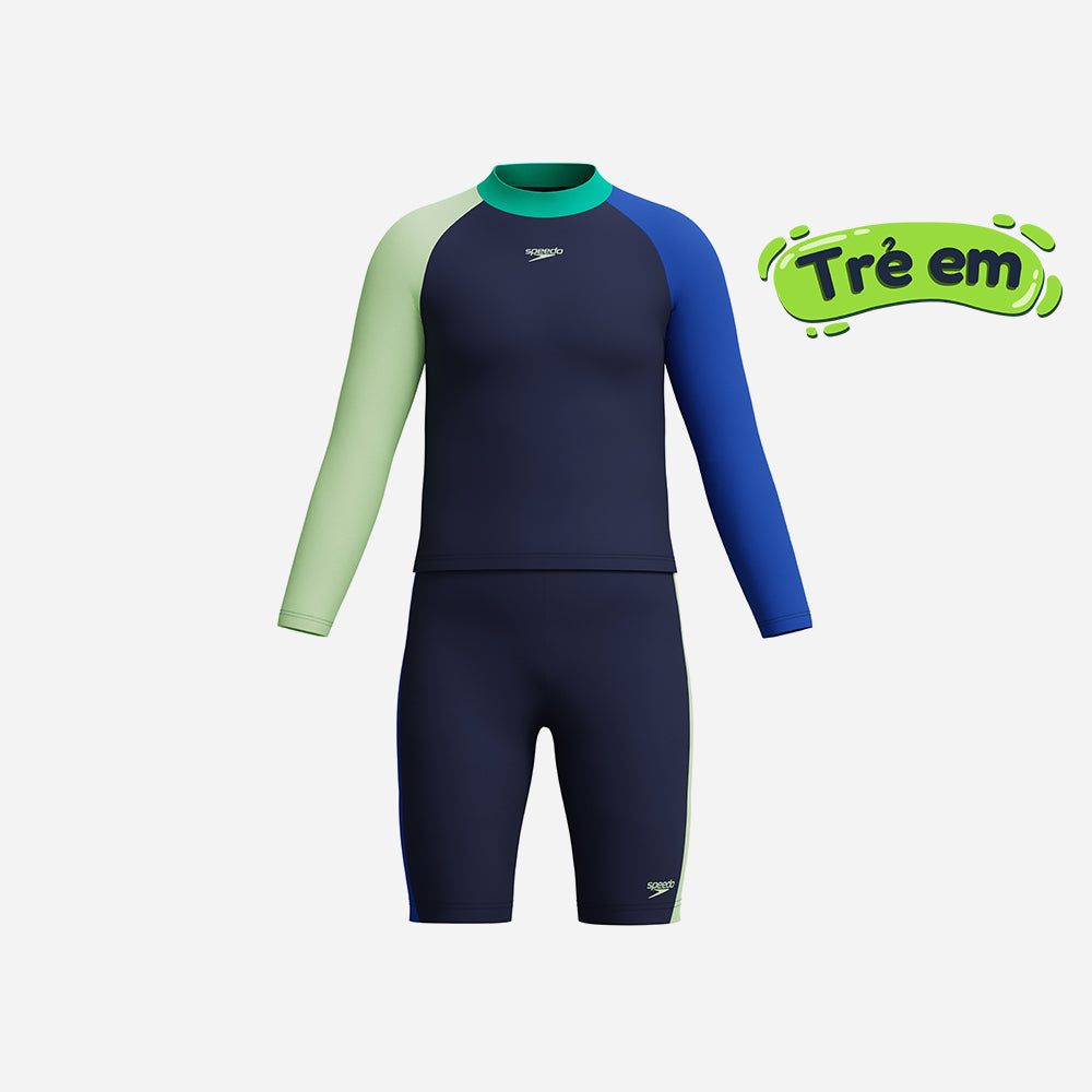 Đồ Bơi Hai Mảnh Bé Trai Speedo Long Sleeve Colorblock - Xanh Navy - Supersports Vietnam