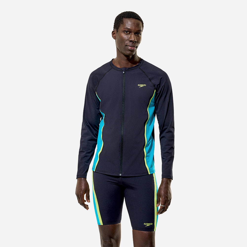 Áo Bơi Chống Nắng Nam Speedo Hyperboom Splice Zip - Xanh Navy - Supersports Vietnam
