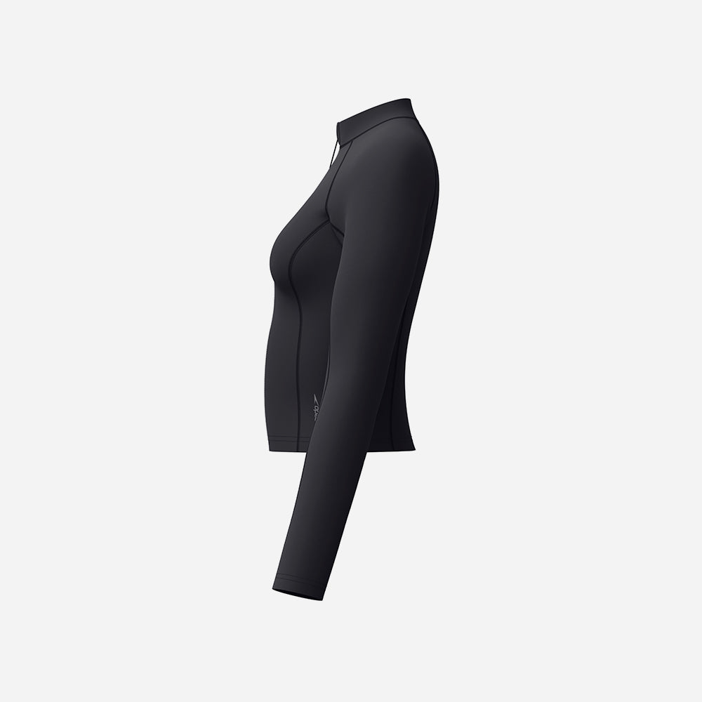 Áo Bơi Chống Nắng Nữ Speedo Long Sleeve Solid Zip (Asia Fit) - Đen - Supersports Vietnam