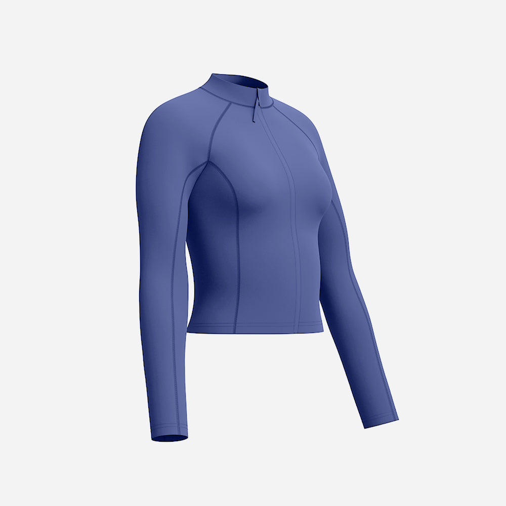 Áo Bơi Chống Nắng Nữ Speedo Long Sleeve Solid Zip (Asia Fit) - Xanh Dương - Supersports Vietnam