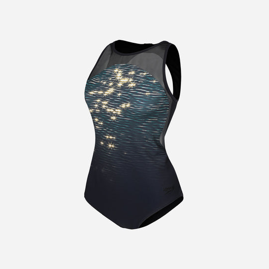 Women's Speedo Shaping Iris Printed Swimsuit - Black
