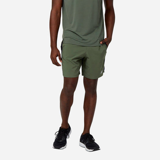 Men's New Balance Accelerate 7 Inch Shorts - Army Green