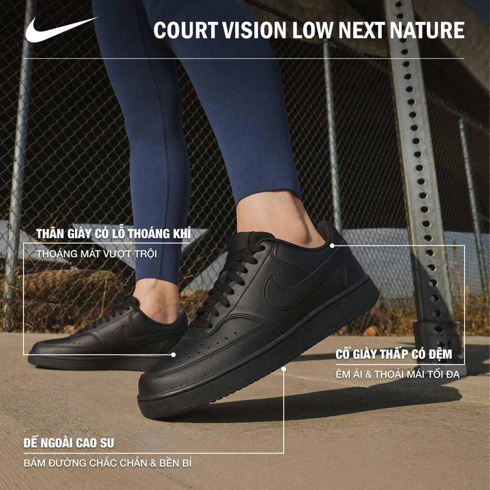 Giày Sneaker Nam Nike Court Vision Low Next Nature - Đen - Supersports Vietnam