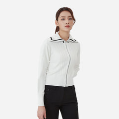 Women's Descente Wide Collar Cardigan Jacket - White