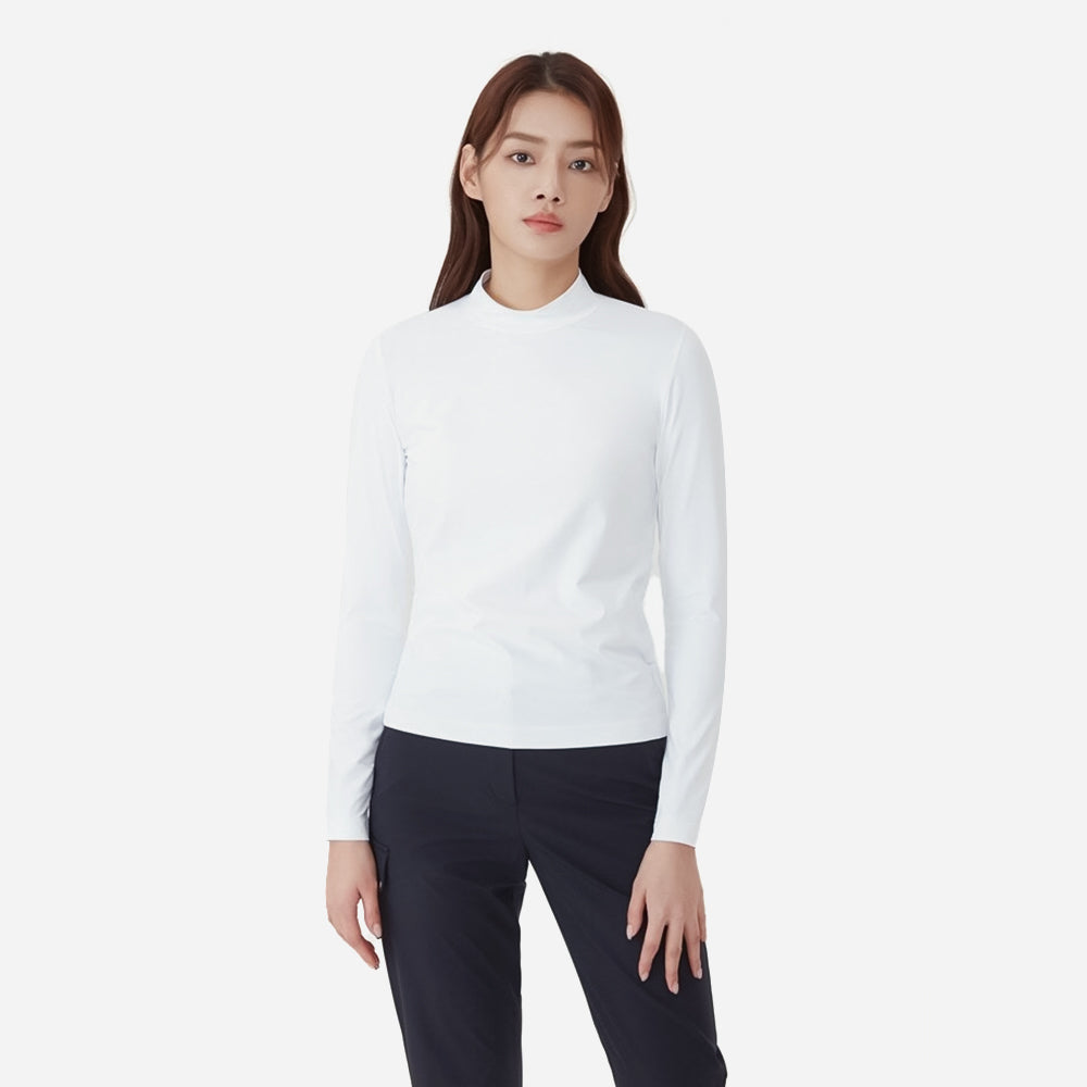 Áo Đánh Golf Nữ Descente Semi Pro Mockneck - Trắng - Supersports Vietnam